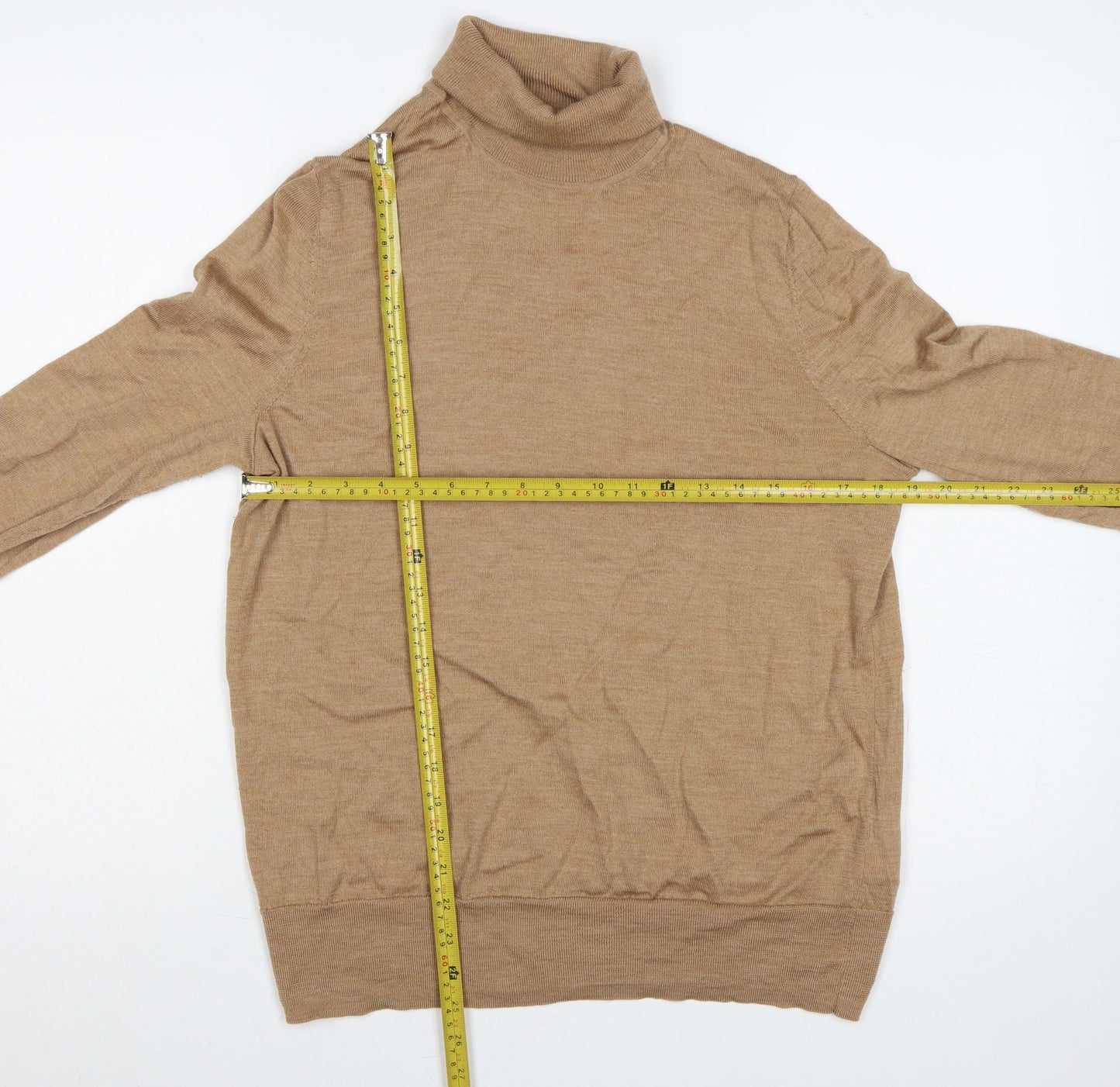 GAP Men’s Beige L Merino Wool Roll Neck Pullover Jumper
