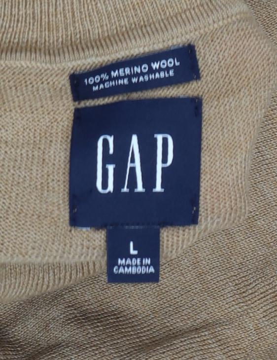 GAP Men’s Beige L Merino Wool Roll Neck Pullover Jumper