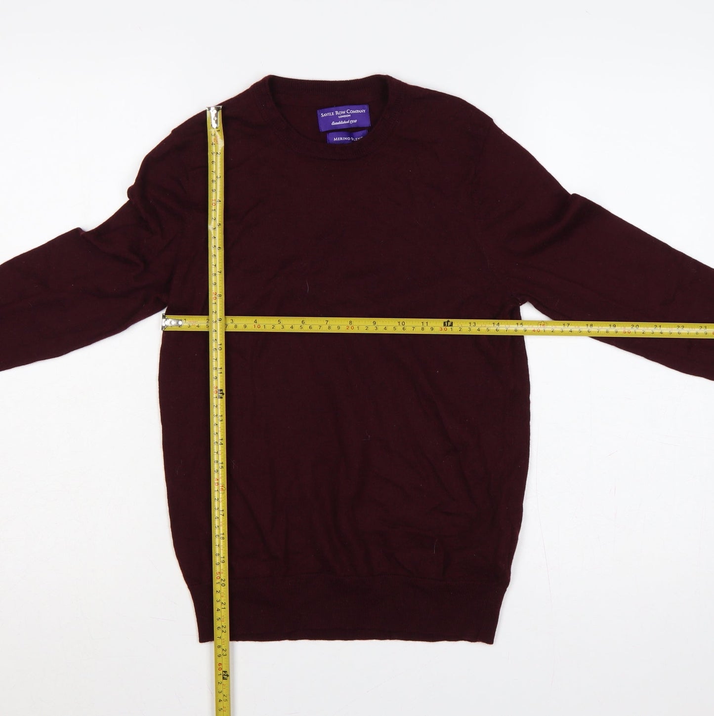 Savile Row Company Women’s Red Merino Blend Crew Neck Jumper S