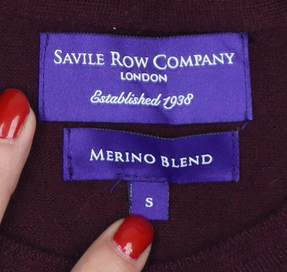 Savile Row Company Women’s Red Merino Blend Crew Neck Jumper S