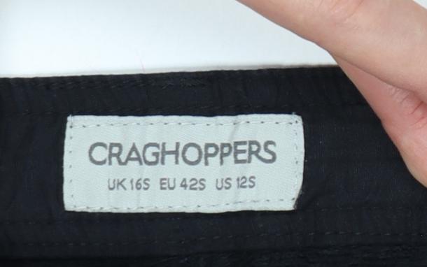 Craghoppers Women’s Black UK 16 Slim Walking Trousers Elastic Waist