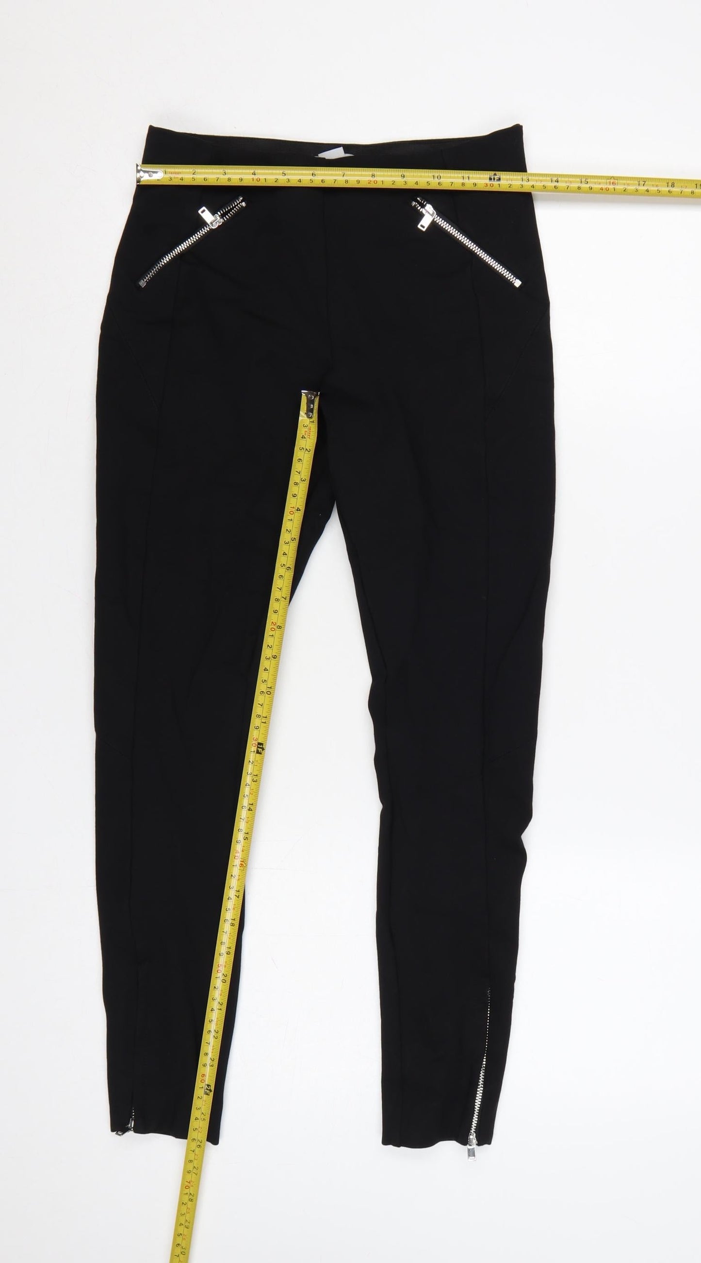 H&M Women’s Black UK 8 High Rise Zip Pocket Stretch Leggings