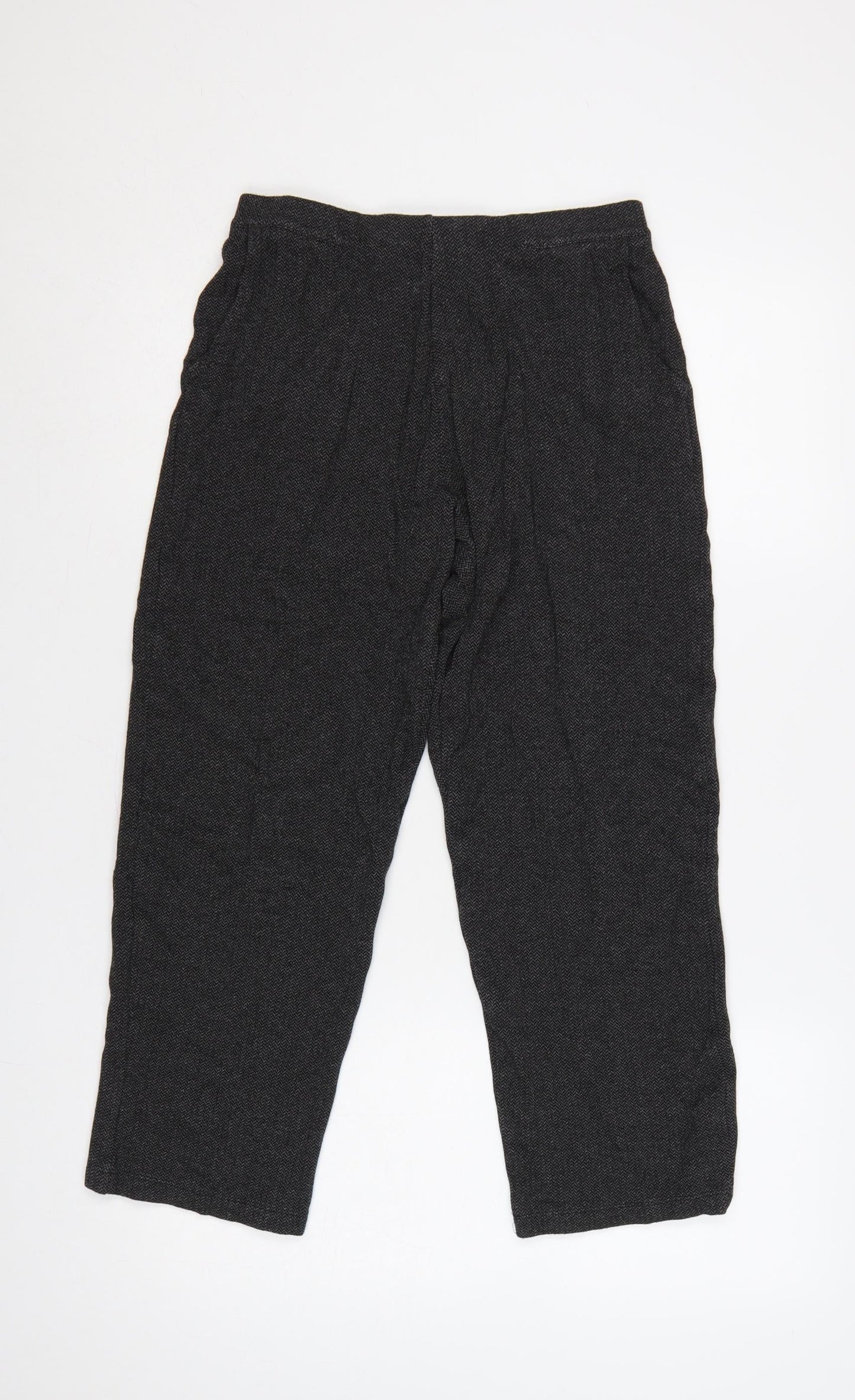Marks and Spencer Women Grey UK 8 Tapered Herringbone Trousers