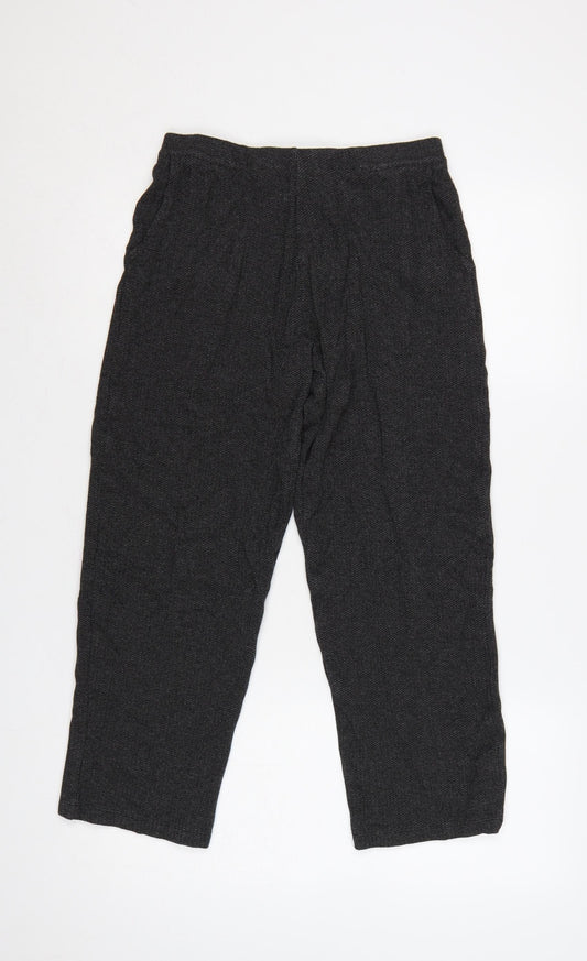 Marks and Spencer Women Grey UK 8 Tapered Herringbone Trousers