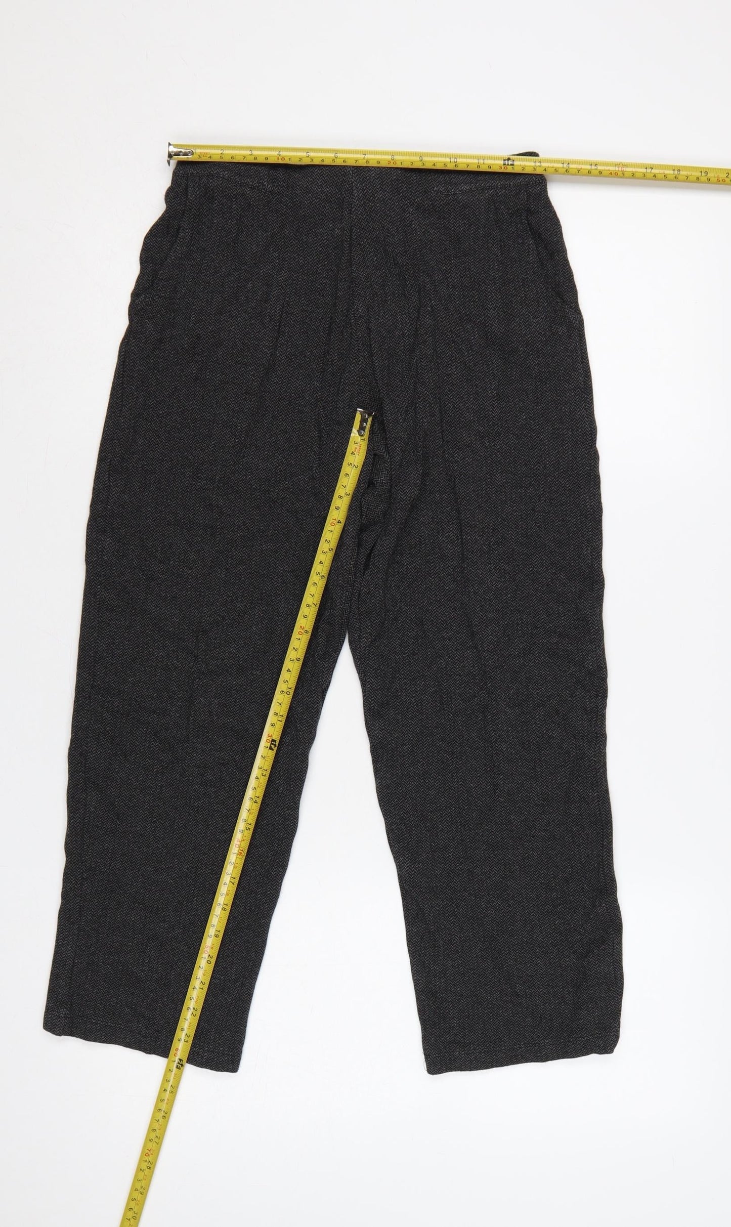 Marks and Spencer Women Grey UK 8 Tapered Herringbone Trousers