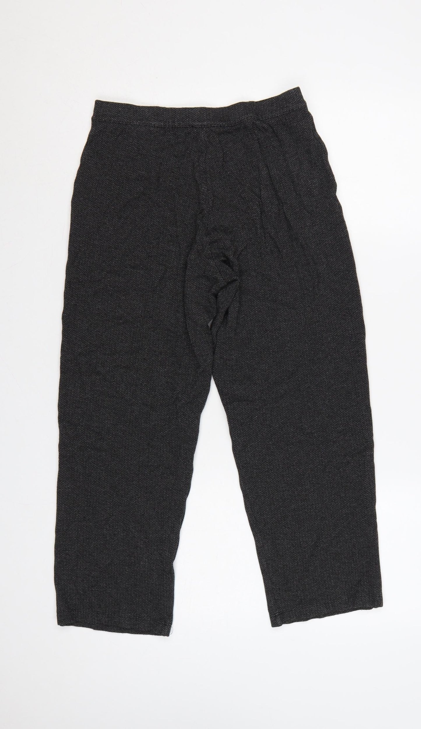Marks and Spencer Women Grey UK 8 Tapered Herringbone Trousers