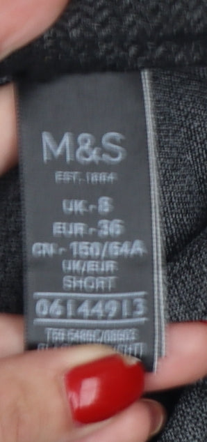 Marks and Spencer Women Grey UK 8 Tapered Herringbone Trousers