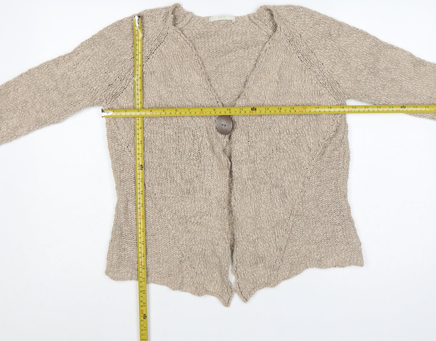 Marks and Spencer Women Beige UK 16 Linen Blend Knit Button Cardigan