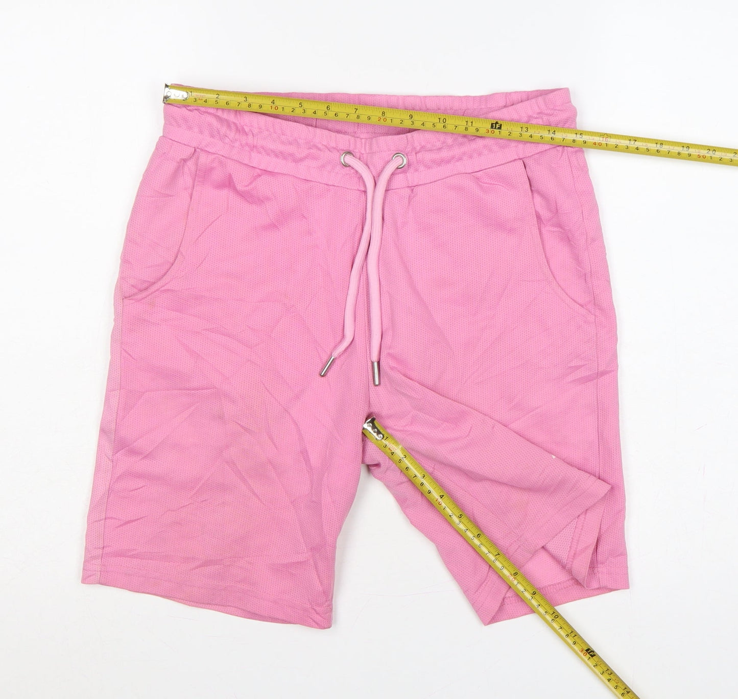 boohooMAN Men’s Pink M Mesh Drawstring Sweat Shorts Pour Homme
