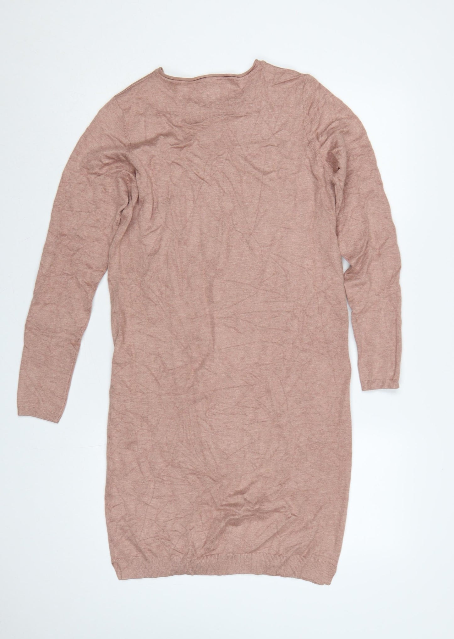 Saint Tropez Women Pink S Knit Jumper Dress Long Sleeve Pockets