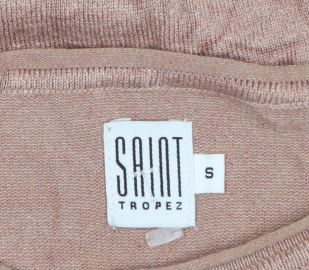 Saint Tropez Women Pink S Knit Jumper Dress Long Sleeve Pockets