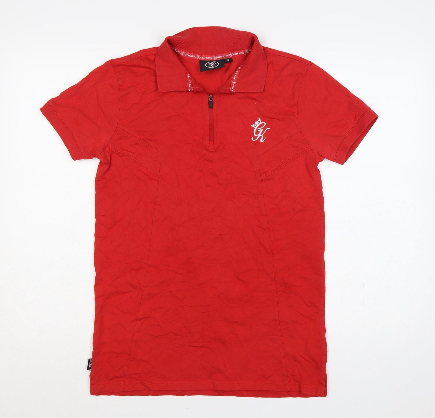 Gym King Men’s Red S Cotton 1/4 Zip Embroidered Logo Polo Shirt