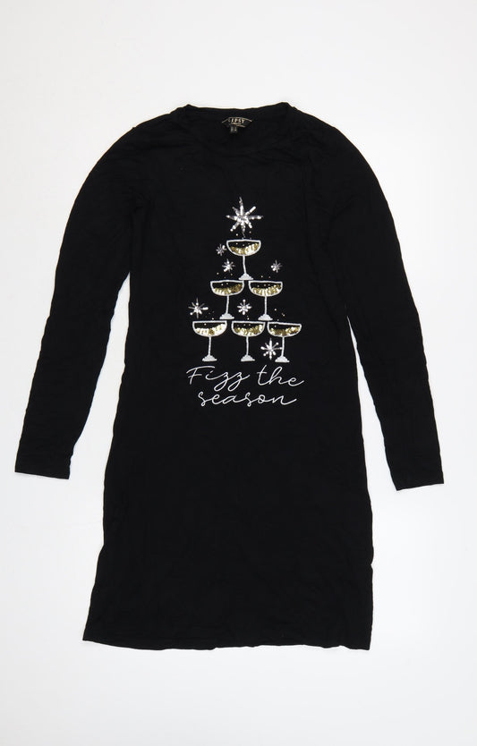 Lipsy London Women’s Black UK 10 Knee Length Jumper Dress Christmas