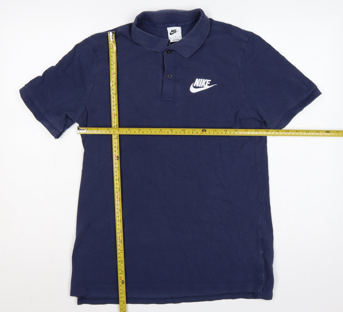 Nike Men’s Blue M Logo Embroidered Short Sleeve Cotton Polo Shirt