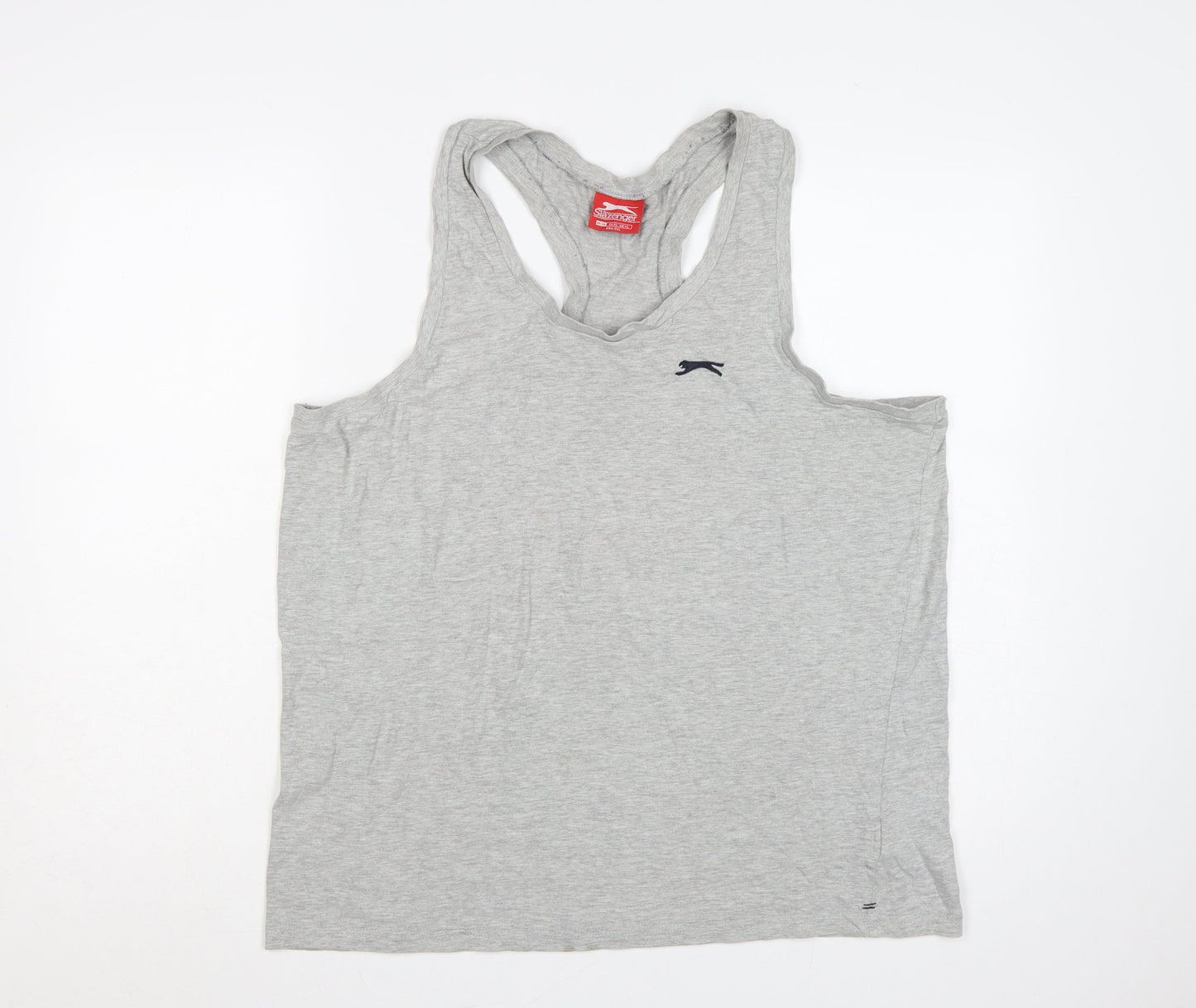 Slazenger Men's Grey XL Racerback Vest Sleeveless V-Neck Logo T-Shirt