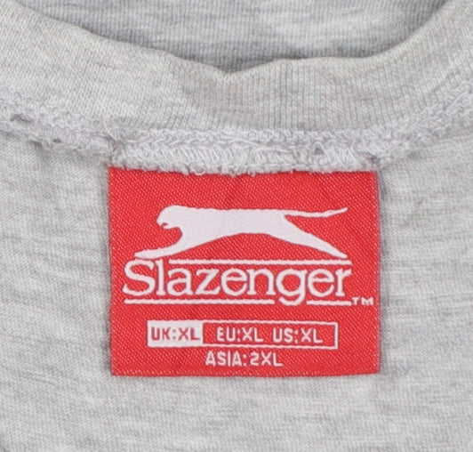 Slazenger Men's Grey XL Racerback Vest Sleeveless V-Neck Logo T-Shirt