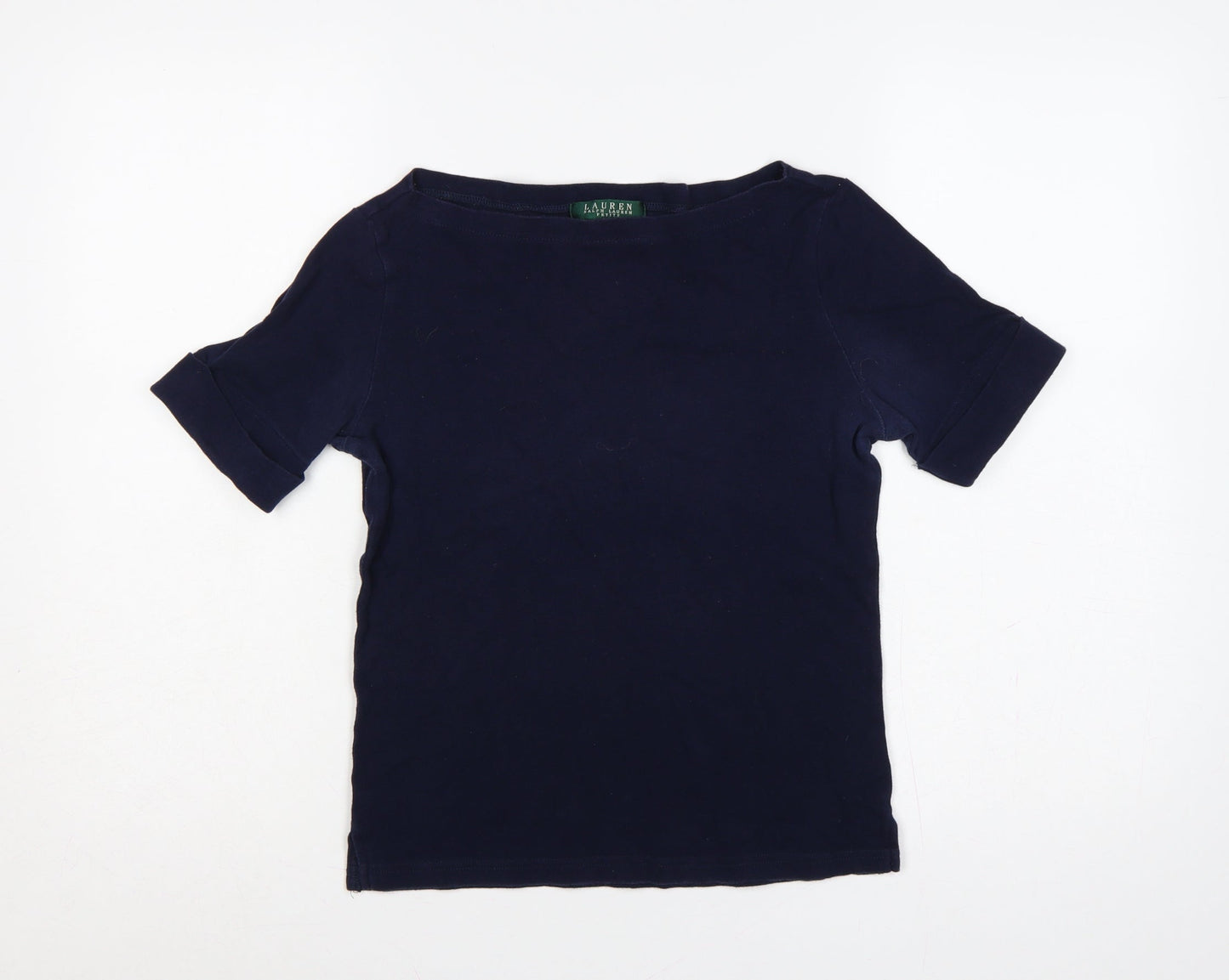 Lauren Ralph Lauren Women Navy Petite S Cotton Basic T-Shirt
