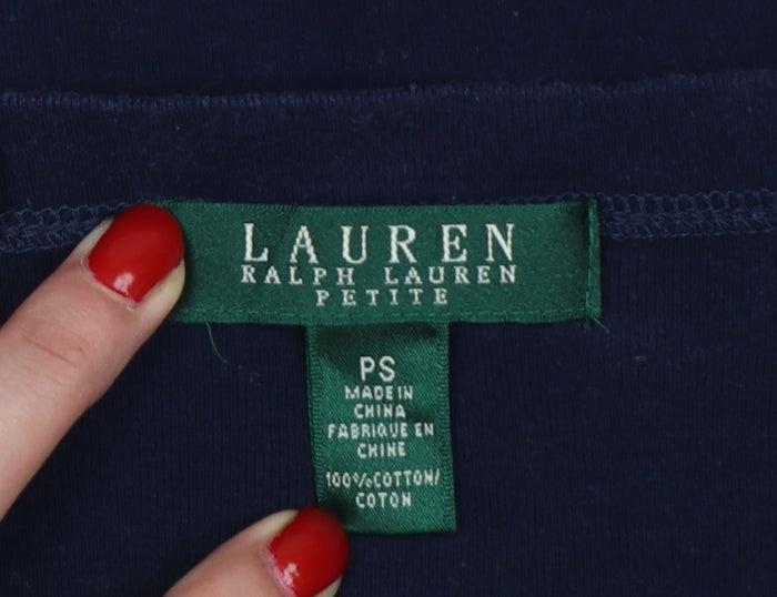 Lauren Ralph Lauren Women Navy Petite S Cotton Basic T-Shirt