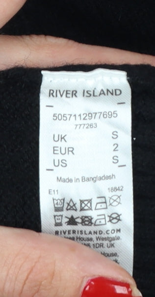 River Island Women Black S High Neck Knit Jumper Dress
