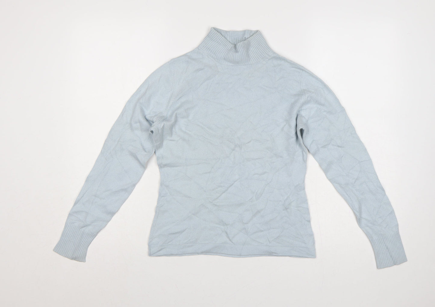 The Cashmere Company Women Blue S Silk Cashmere Roll Neck Jumper