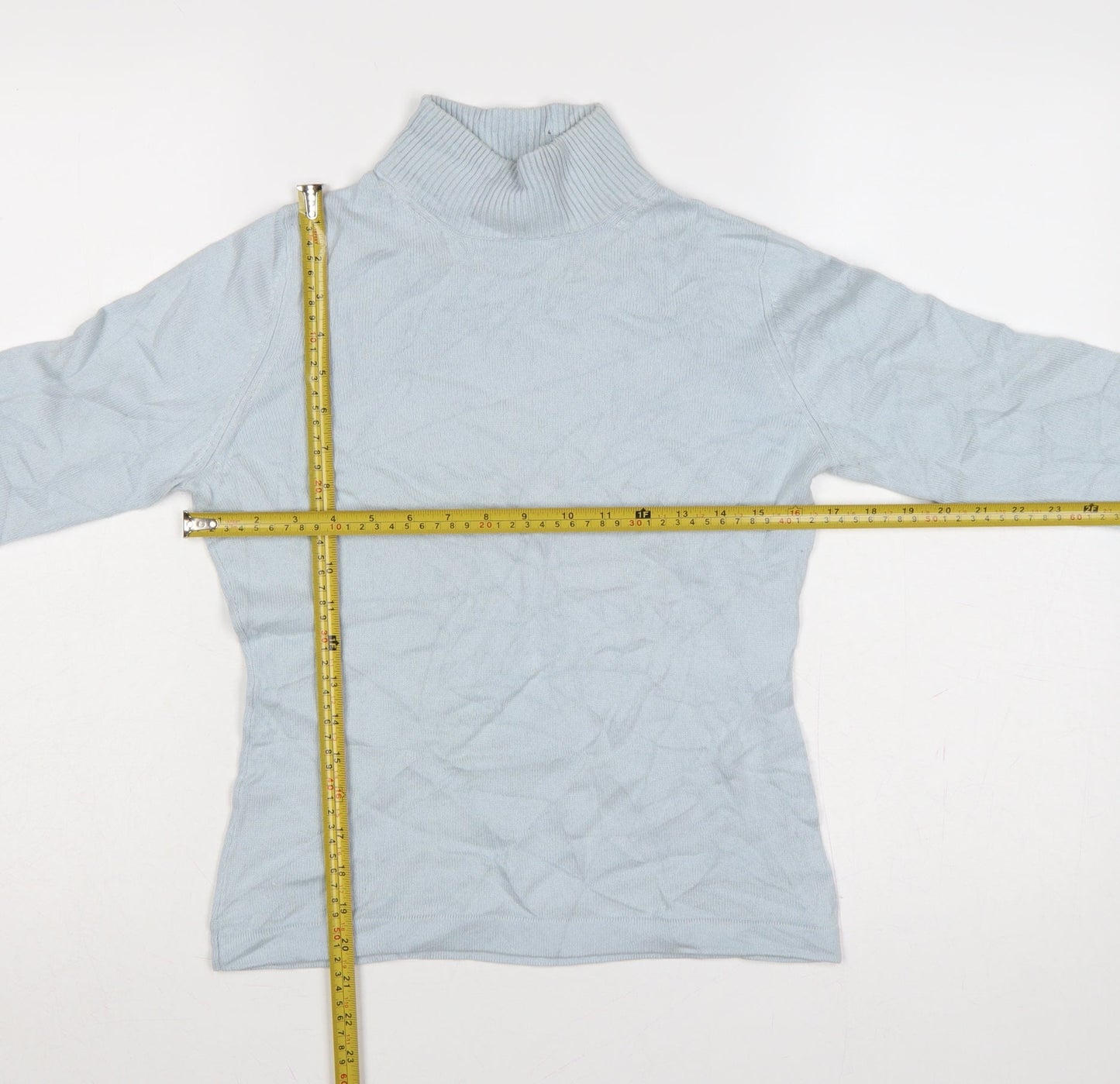 The Cashmere Company Women Blue S Silk Cashmere Roll Neck Jumper