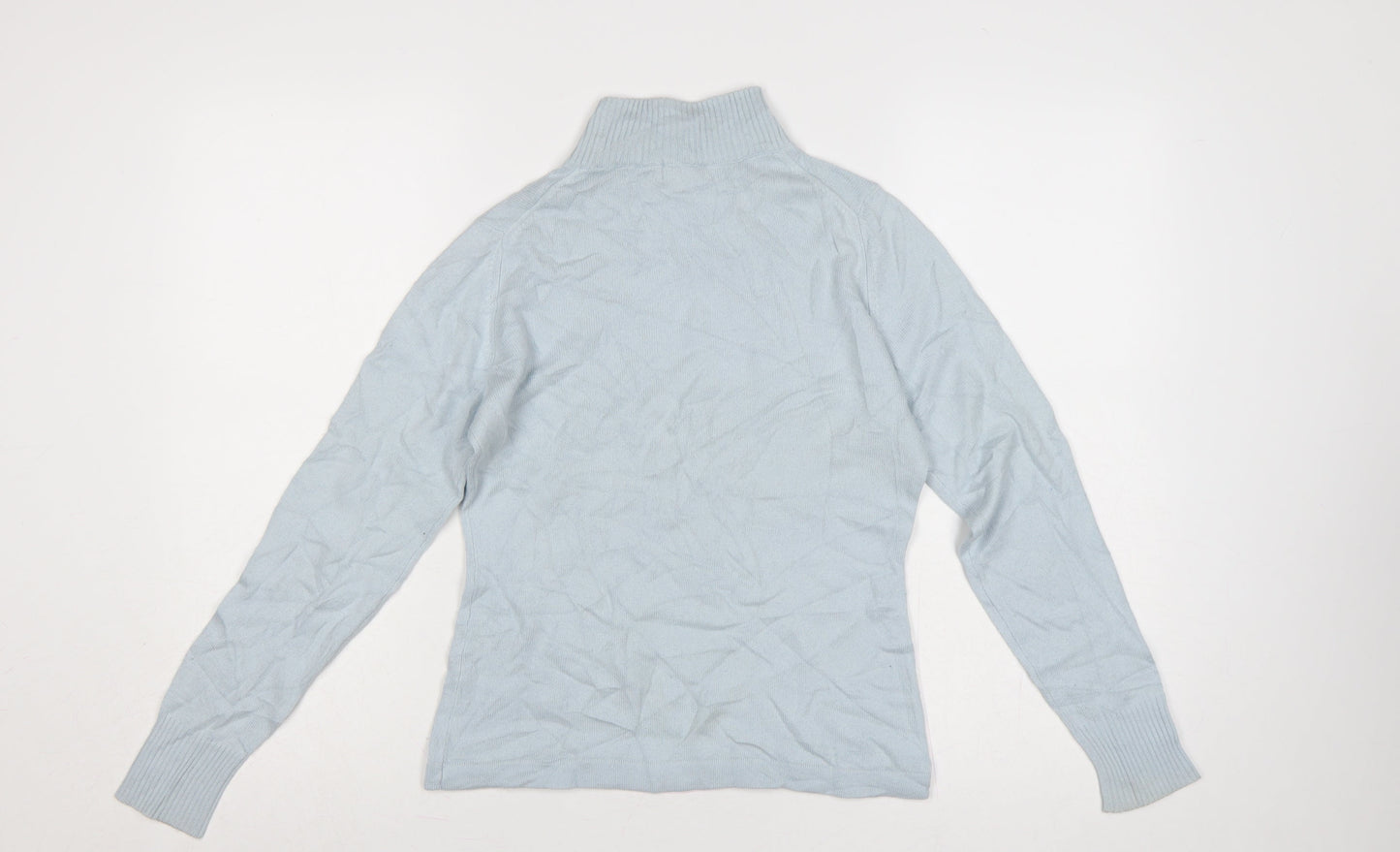 The Cashmere Company Women Blue S Silk Cashmere Roll Neck Jumper