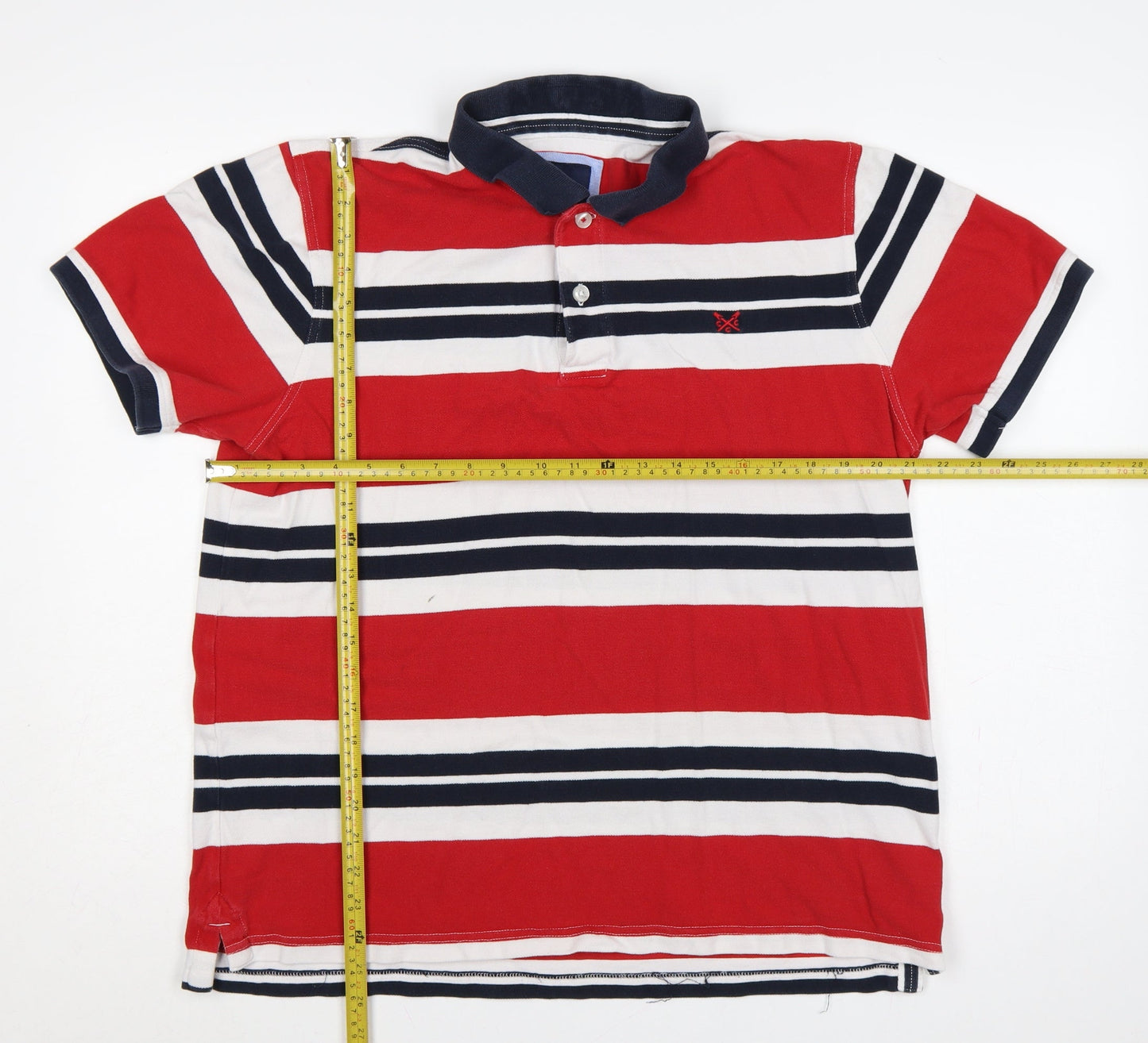 Crew Clothing Company Men’s XL Red Striped Cotton Short Sleeve Polo