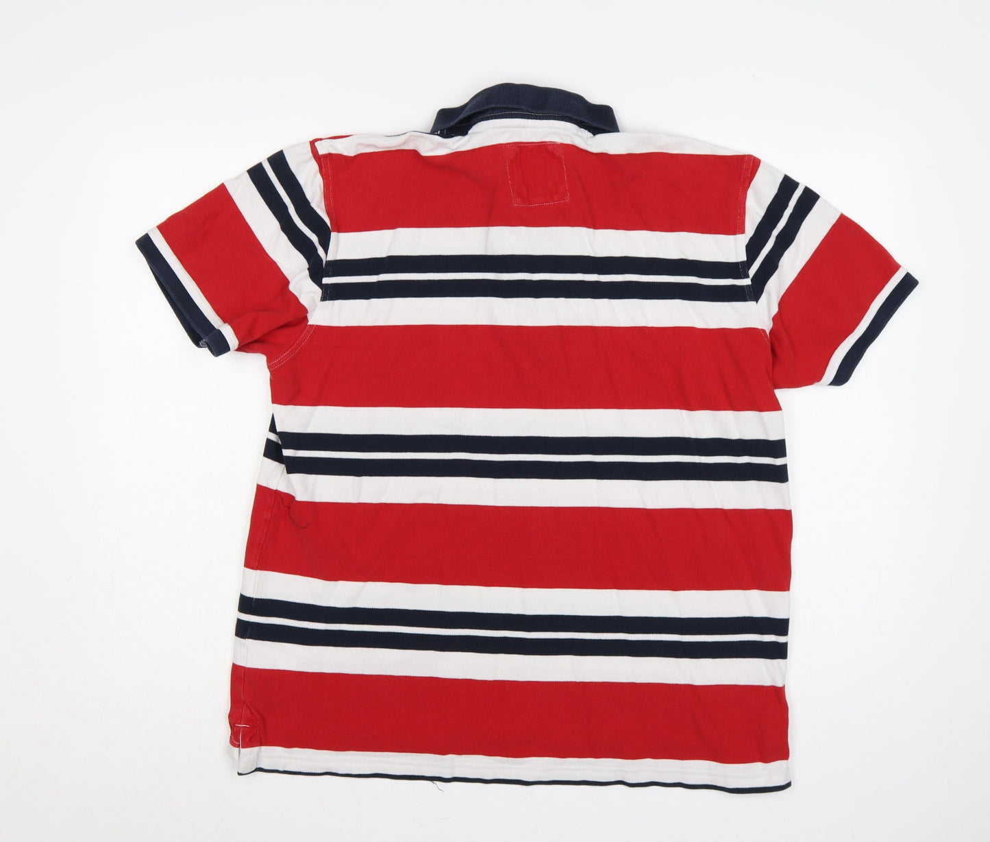 Crew Clothing Company Men’s XL Red Striped Cotton Short Sleeve Polo