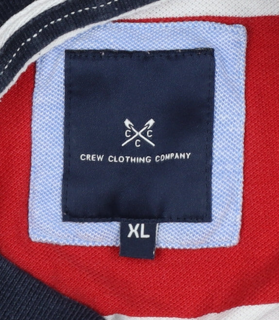 Crew Clothing Company Men’s XL Red Striped Cotton Short Sleeve Polo