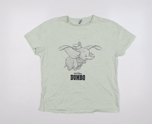 George Women Green Size 8 Disney Dumbo Cotton Crew Neck T-Shirt