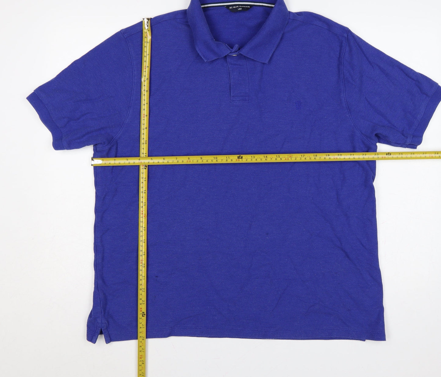 Marks and Spencer Men Cobalt Blue XL Blue Harbour Cotton Blend Polo Shirt