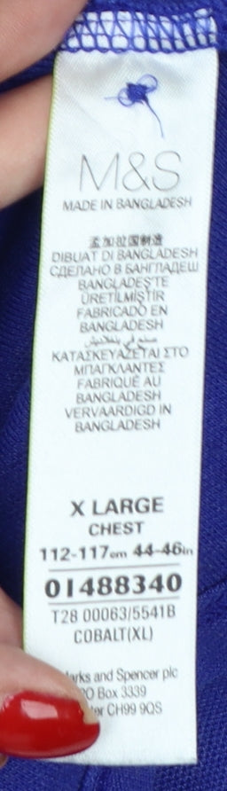 Marks and Spencer Men Cobalt Blue XL Blue Harbour Cotton Blend Polo Shirt