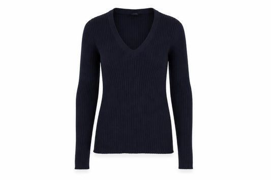 Gap Women’s Navy Blue S Rib Knit V-Neck Slim Pullover Jumper