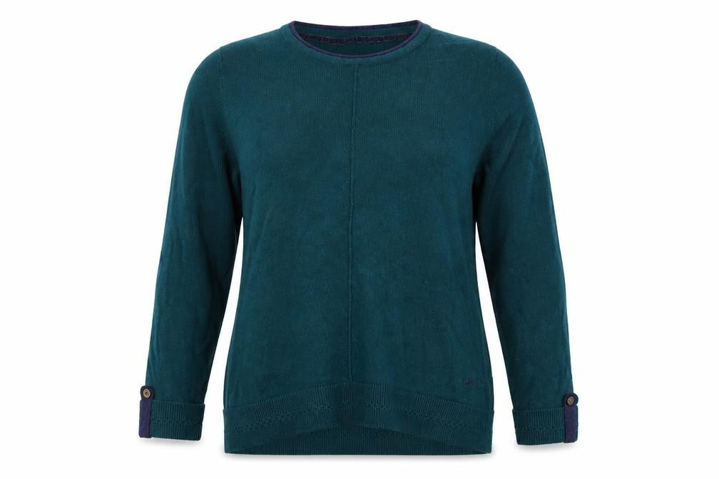 Front view of Mantaray Women’s Green Crew Neck Knit jumper, size UK 12