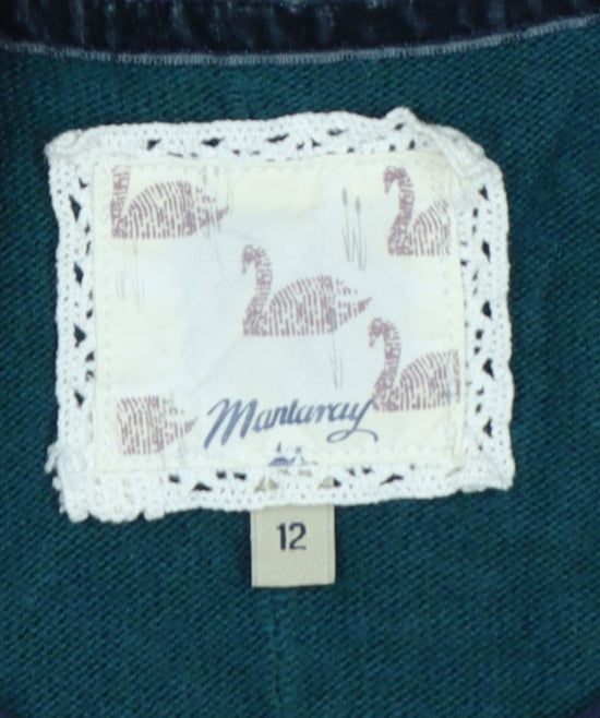 Mantaray Women’s Green Crew Neck Knit Pullover Jumper Size 12