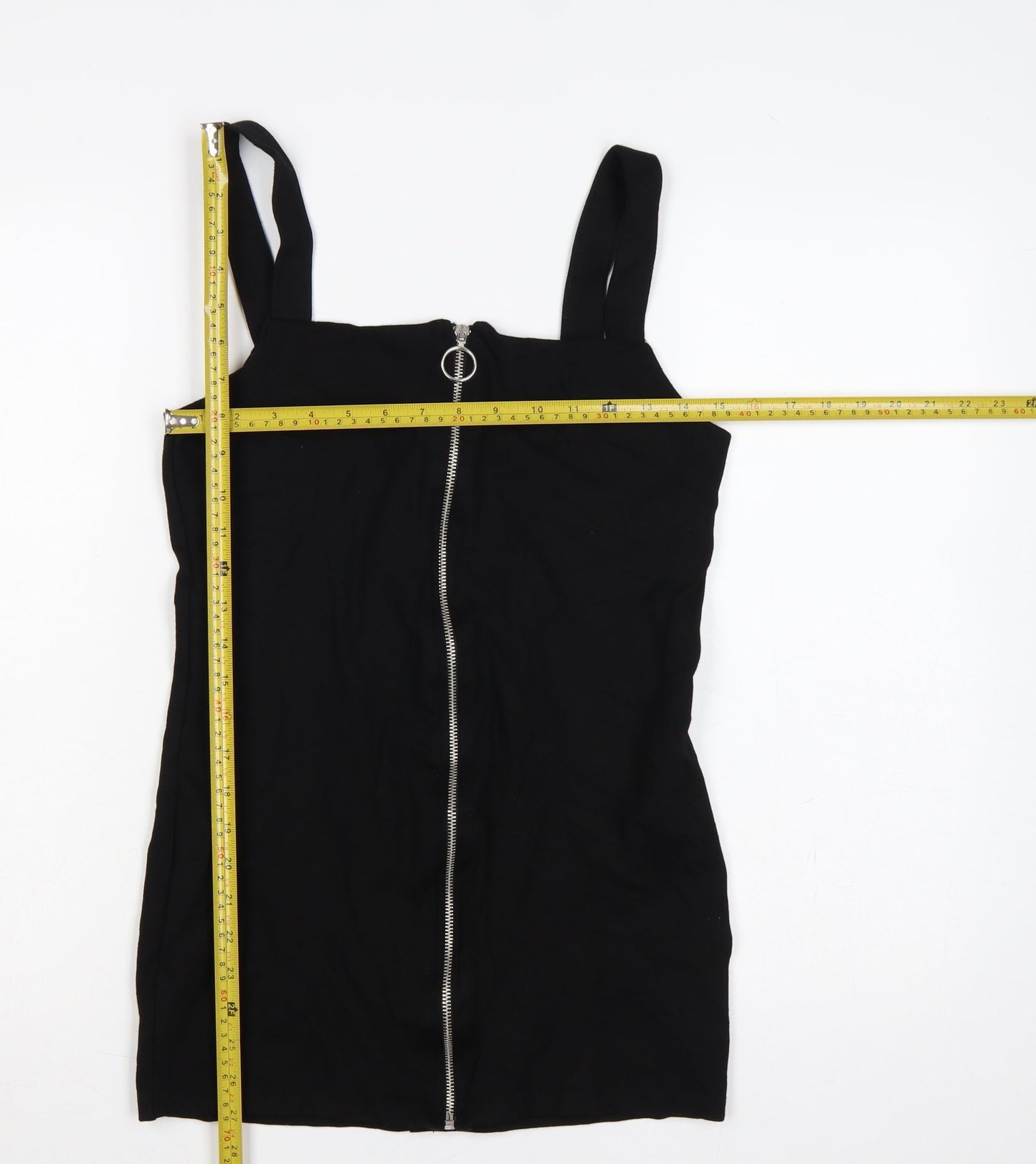 Monki Women Black UK 14 Basic Zip Front Sleeveless Bodycon Mini Dress