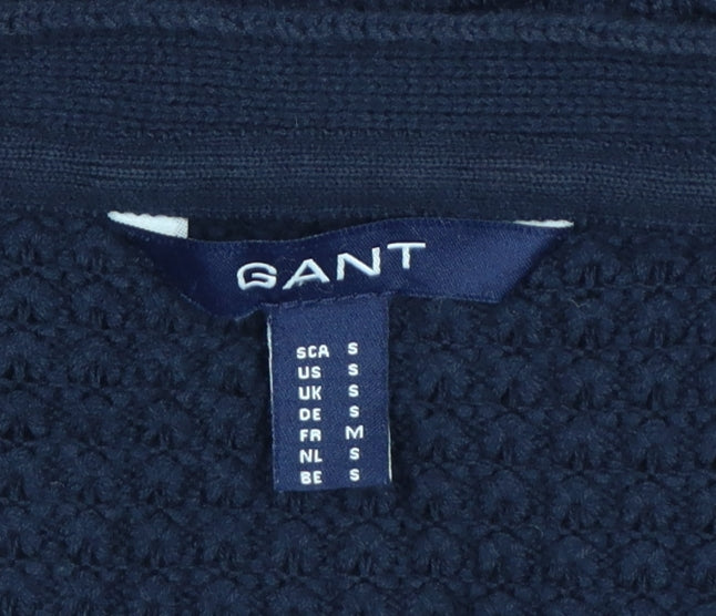 GANT Women’s Navy Blue S Waffle Knit V-Neck Button Cardigan