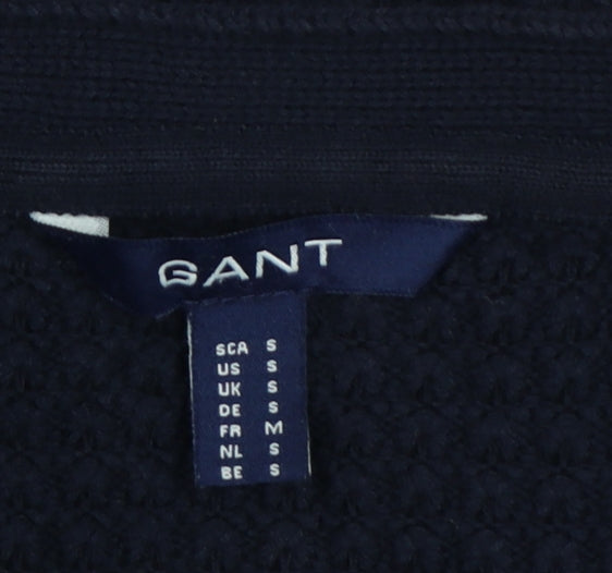 GANT Women’s Navy Blue S Waffle Knit V-Neck Button Cardigan