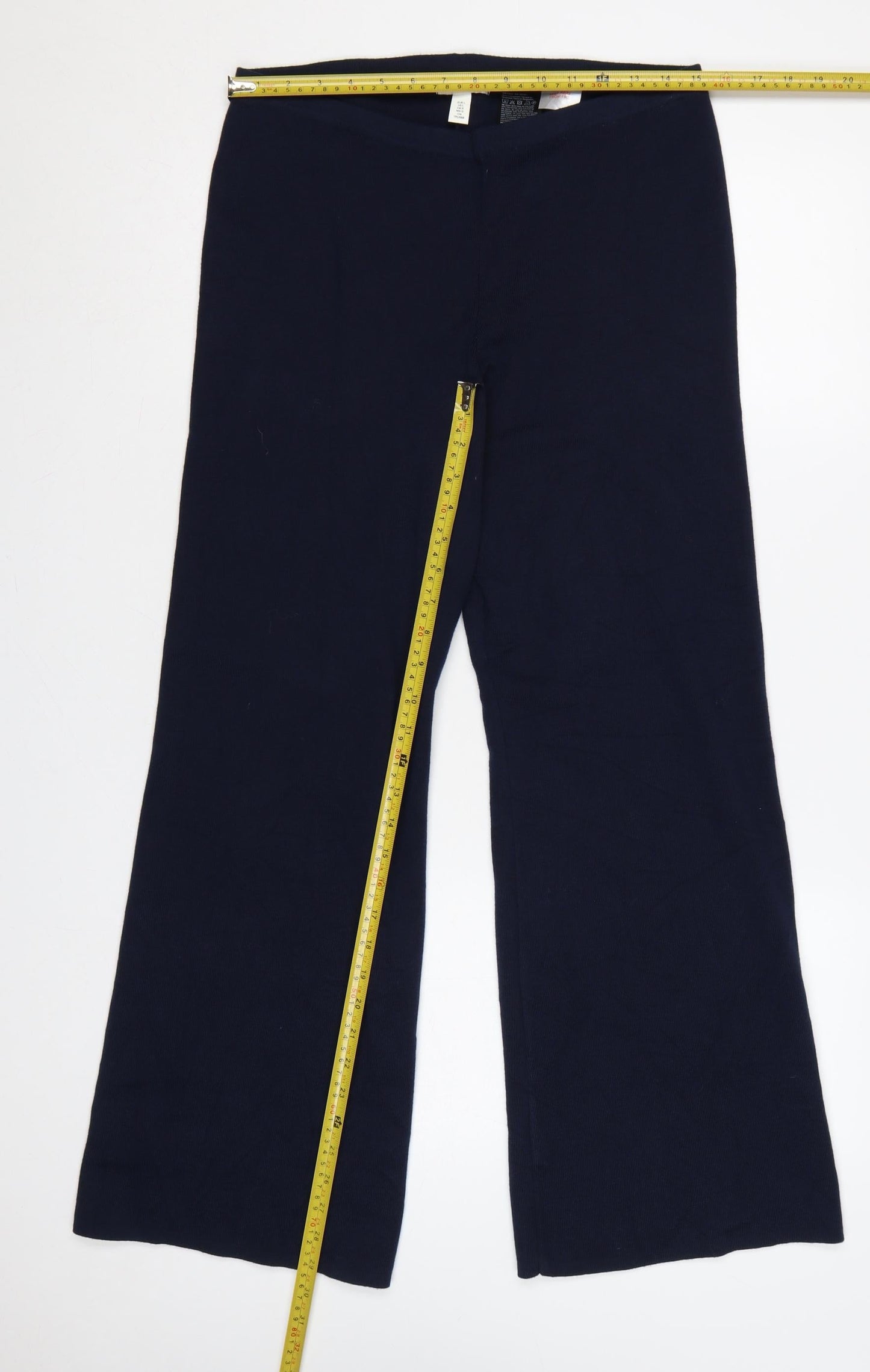 H&M Women’s Navy Blue UK 6 Ribbed Flared Stretch Trousers