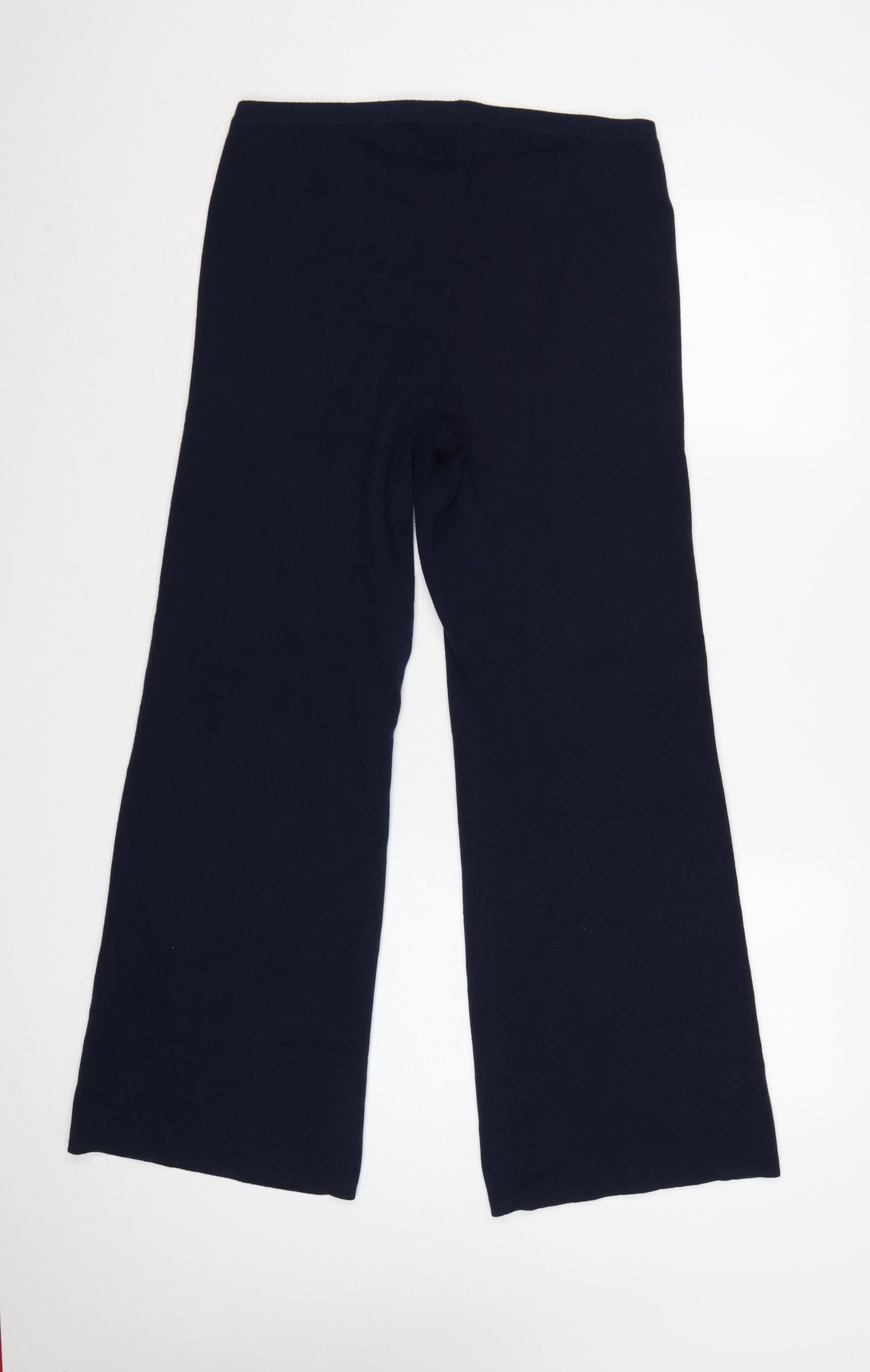 H&M Women’s Navy Blue UK 6 Ribbed Flared Stretch Trousers