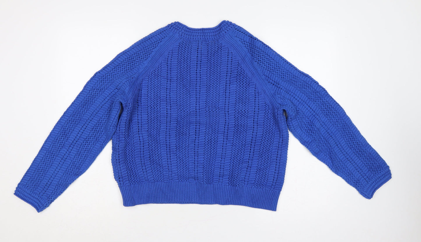 Marks and Spencer Women’s Blue M Chunky Knit Crew Neck Jumper