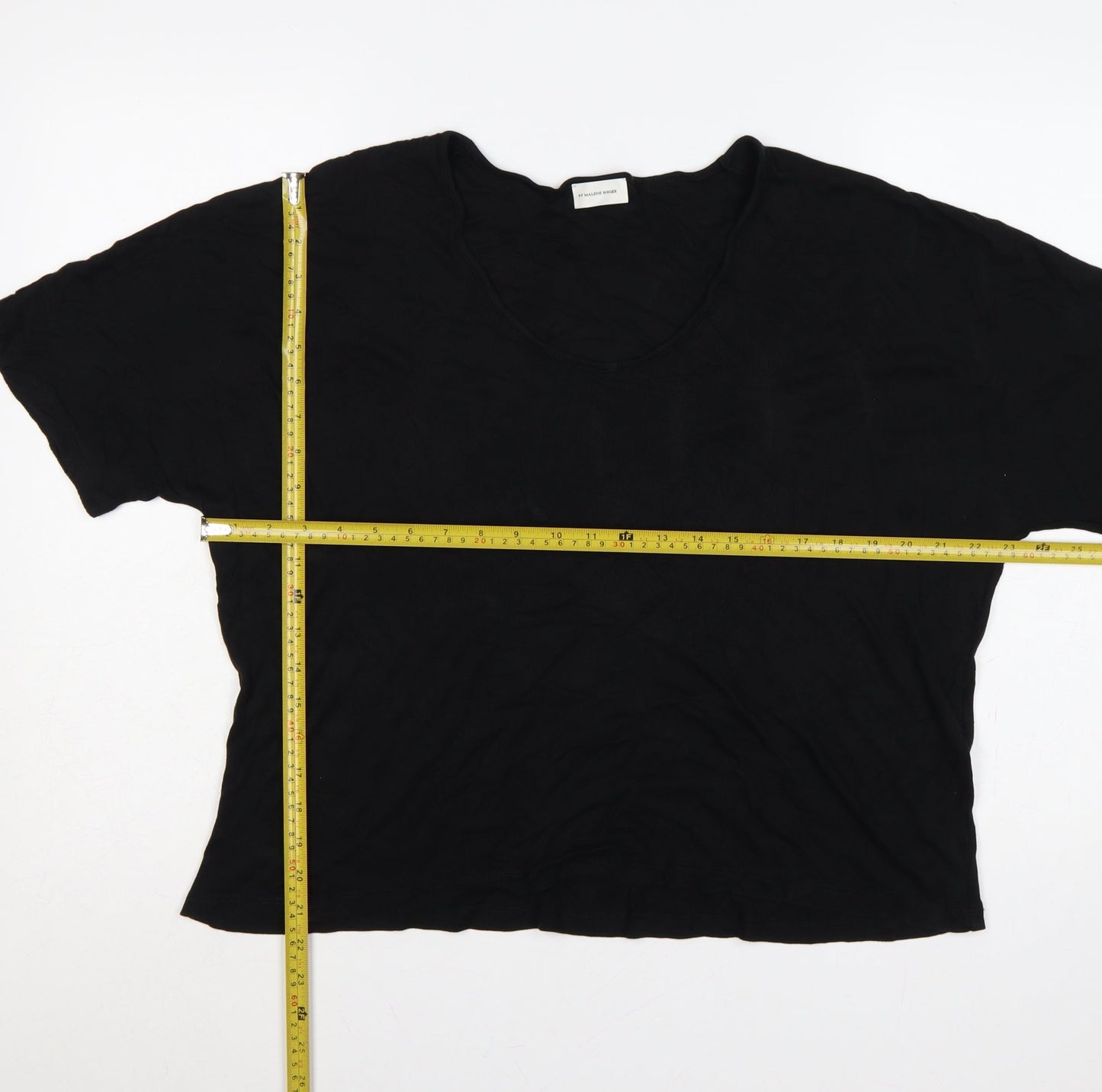 By Malene Birger Women Black XL Cevina Lyocell Scoop Neck T-Shirt