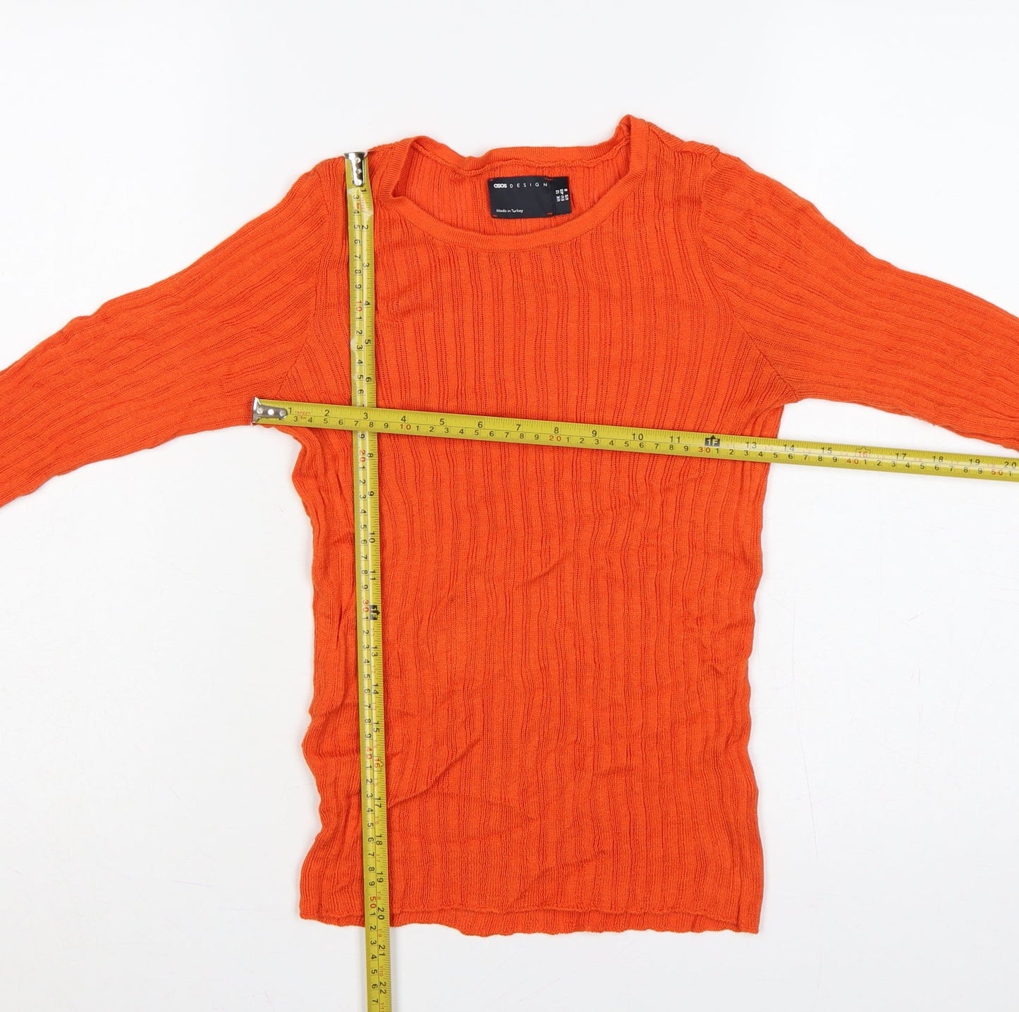 ASOS Design Women’s Orange Ribbed Crew Neck Slim Knit Jumper UK 12