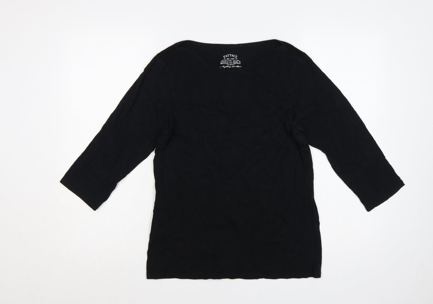 Fat Face Women’s Black UK 14 Cotton Modal 3/4 Sleeve Tunic T-Shirt