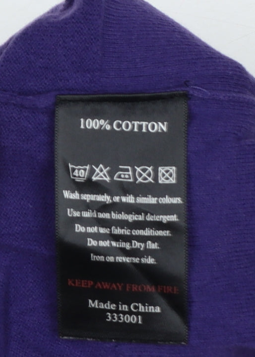 Monsoon Women Purple UK 12 V-Neck 3/4 Sleeve Cotton Button Cardigan