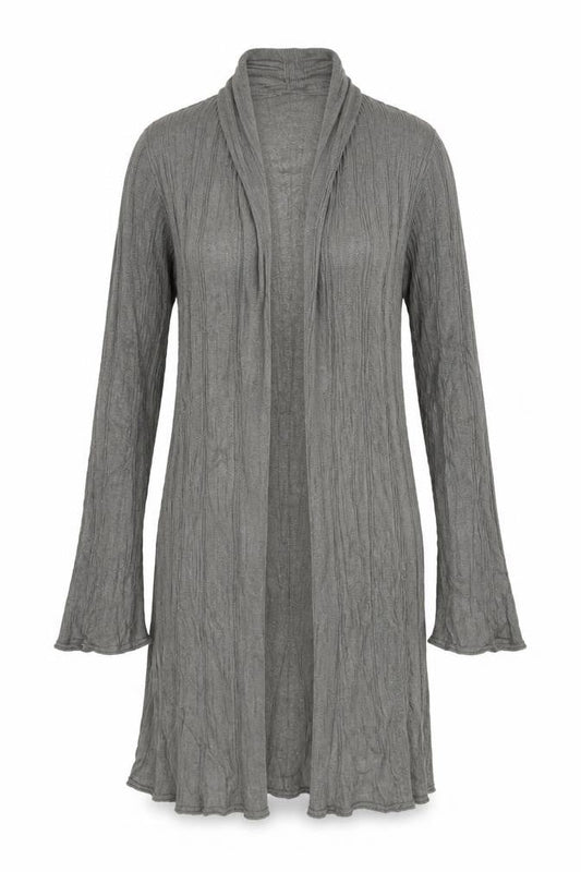 Per Una Women Grey Size 14 Longline Open Knit Cardigan Bell Sleeves