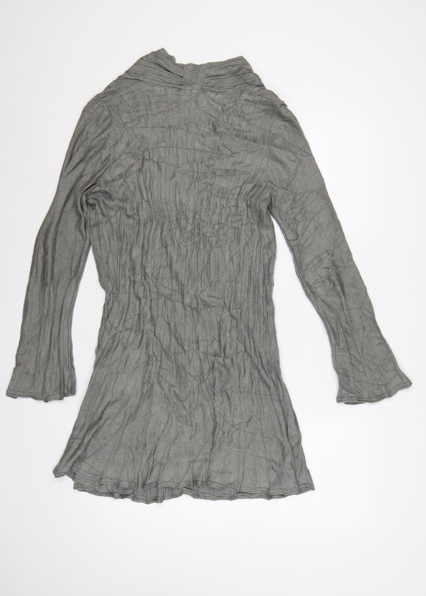 Per Una Women Grey Size 14 Longline Open Knit Cardigan Bell Sleeves