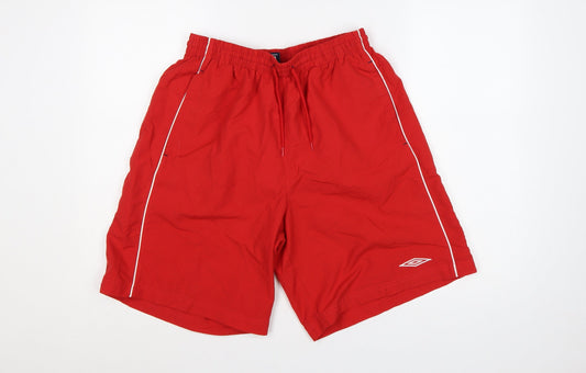 Umbro Men’s Red L Swim Shorts Mesh Lined Drawstring Sports