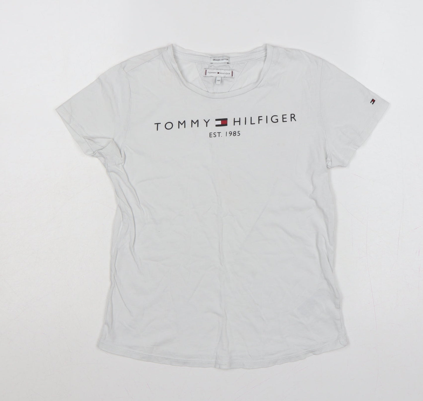 Tommy Hilfiger Girls White 11-12 Years Basic Logo Organic Cotton T-Shirt