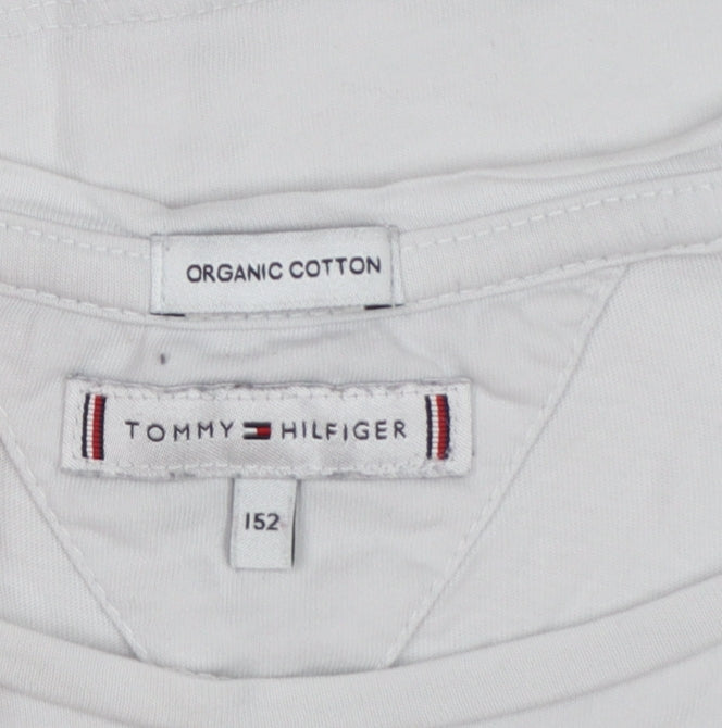 Tommy Hilfiger Girls White 11-12 Years Basic Logo Organic Cotton T-Shirt
